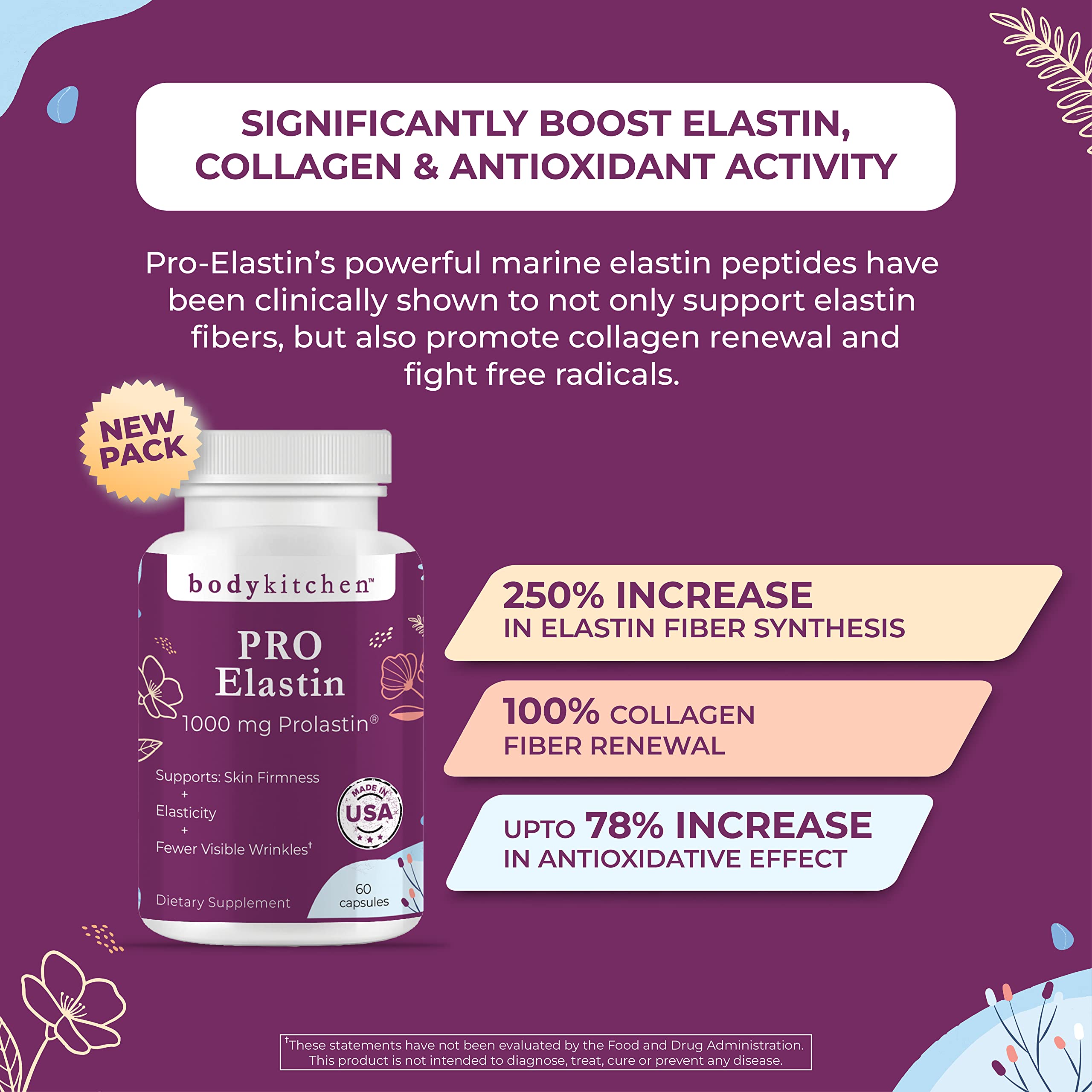 Body Kitchen Pro-Elastin packaging in USA manufacturing context