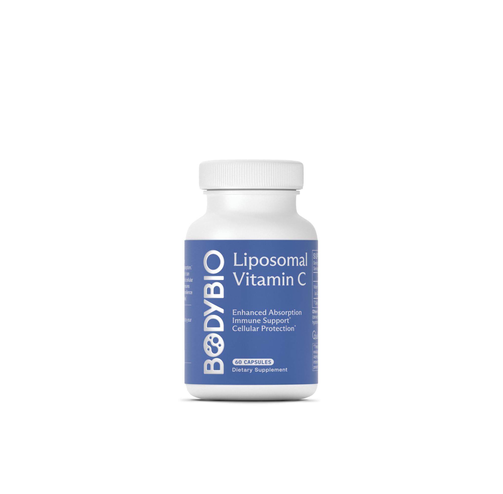 BodyBio Liposomal Vitamin C bottle front view highlighting high absorption.