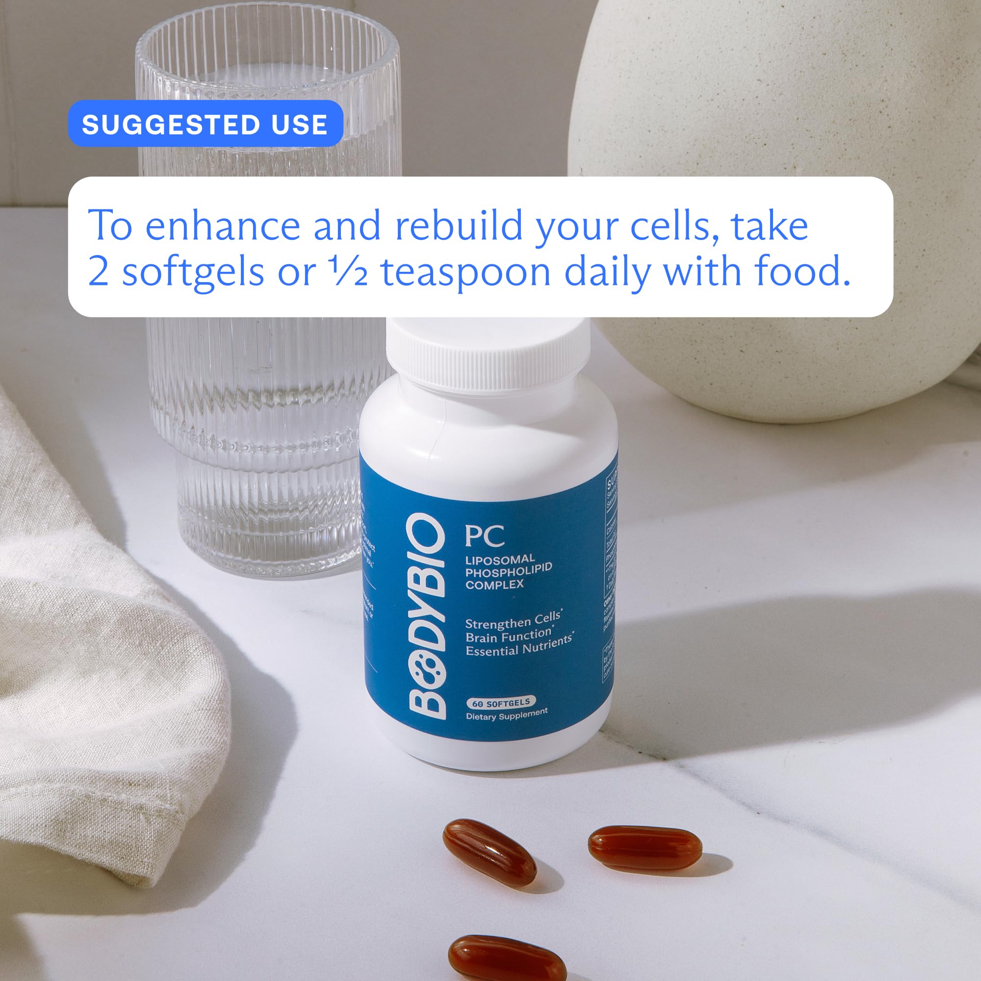 BodyBio PC bottle on desk ideal for morning routines