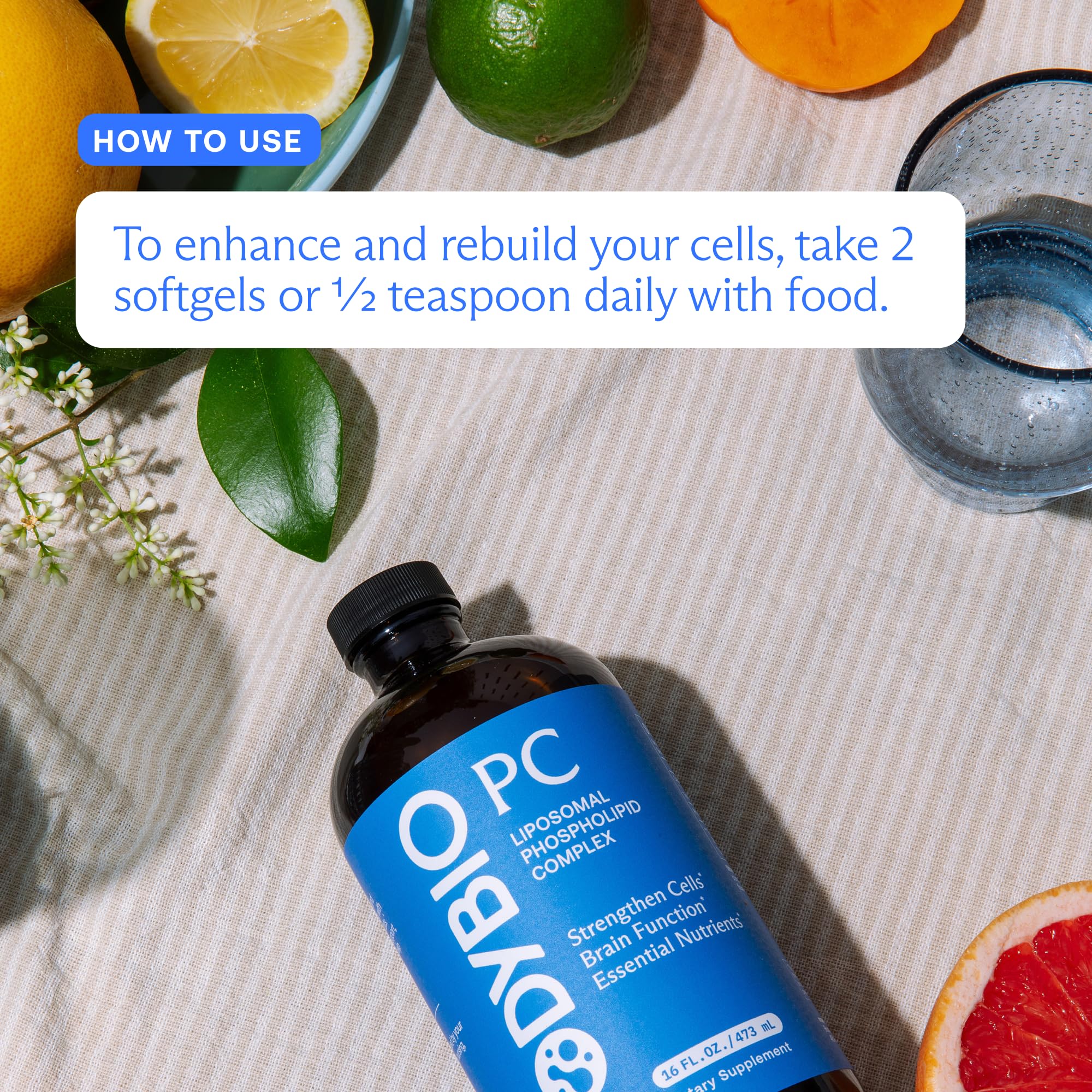 BodyBio PC bottle emphasizes skin hydration and elasticity from within.