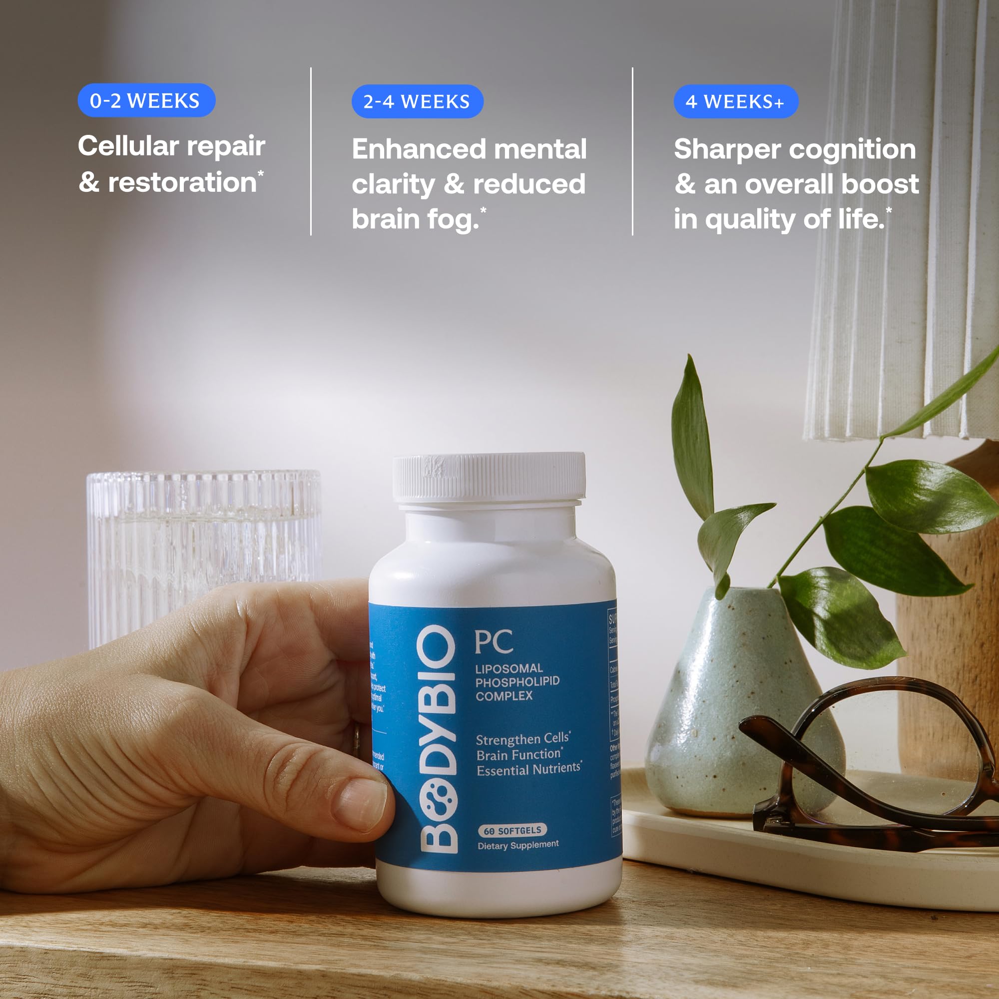 BodyBio PC skin-scene showing hydration and healthy-looking elasticity.