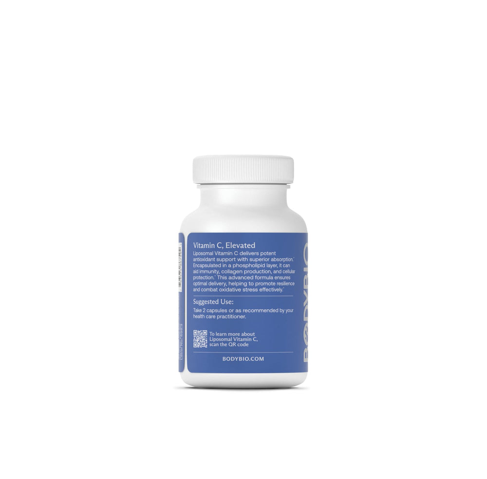 BodyBio Quali-C ascorbic acid ingredient label showcasing clean sourcing.