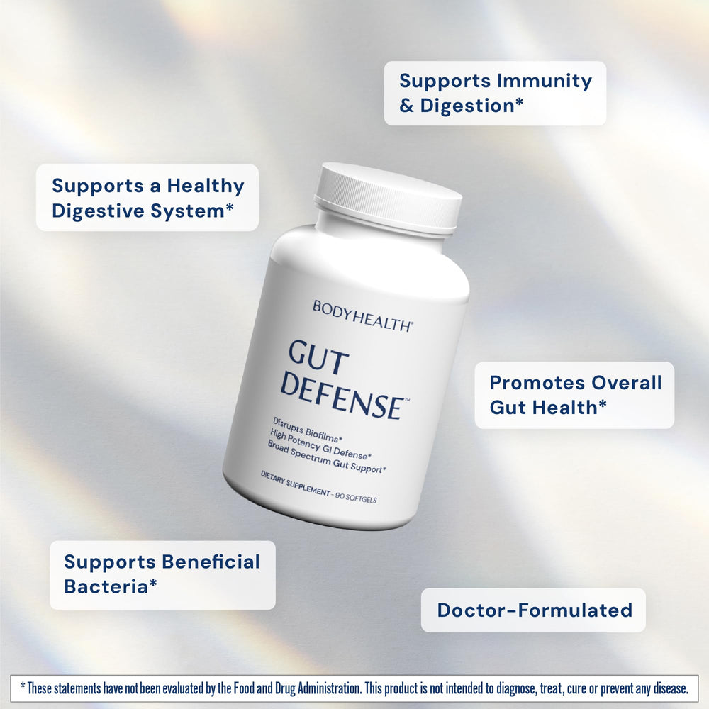 BodyHealth Gut Defense ingredient profile highlighting Goldenseal and Milk Thistle