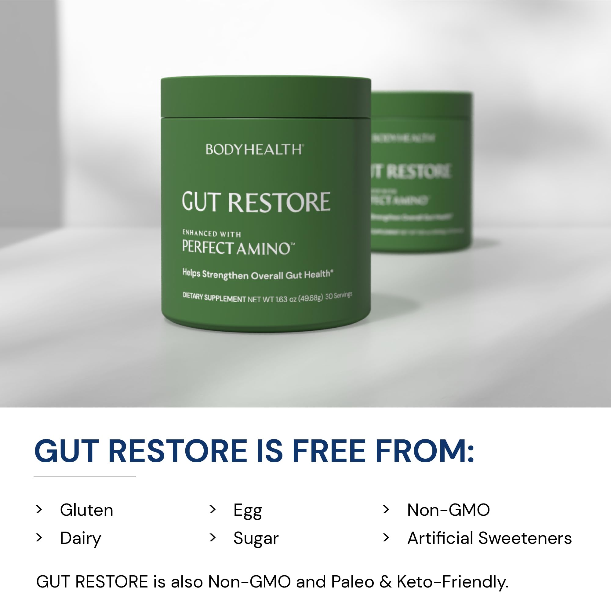 BodyHealth Gut Restore humic acid ingredient emphasizing natural mineral blend.