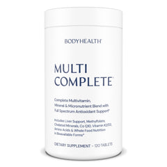 BodyHealth Multi Complete bottle label highlighting whole-food ingredients for daily wellness