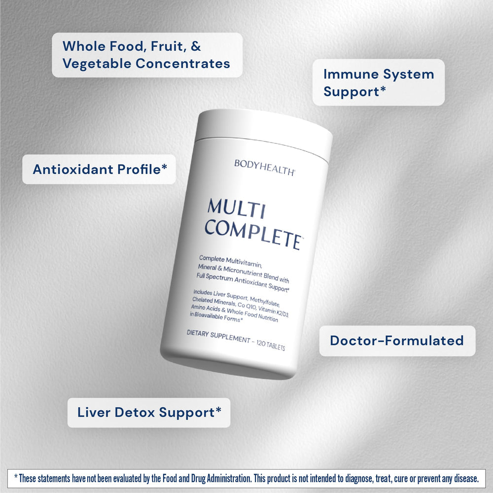 Daily-use scene with BodyHealth Multi Complete in a morning routine
