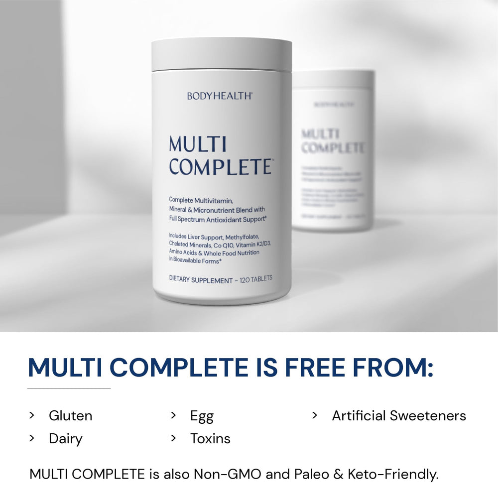 Inside view of BodyHealth Multi Complete packaging and components