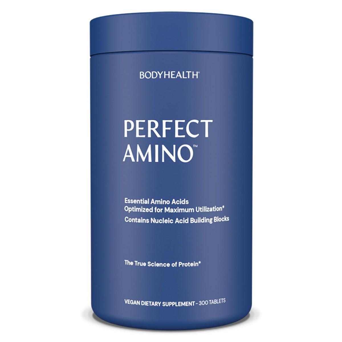 BodyHealth PerfectAmino bottle front showing vegan essential amino acids for recovery