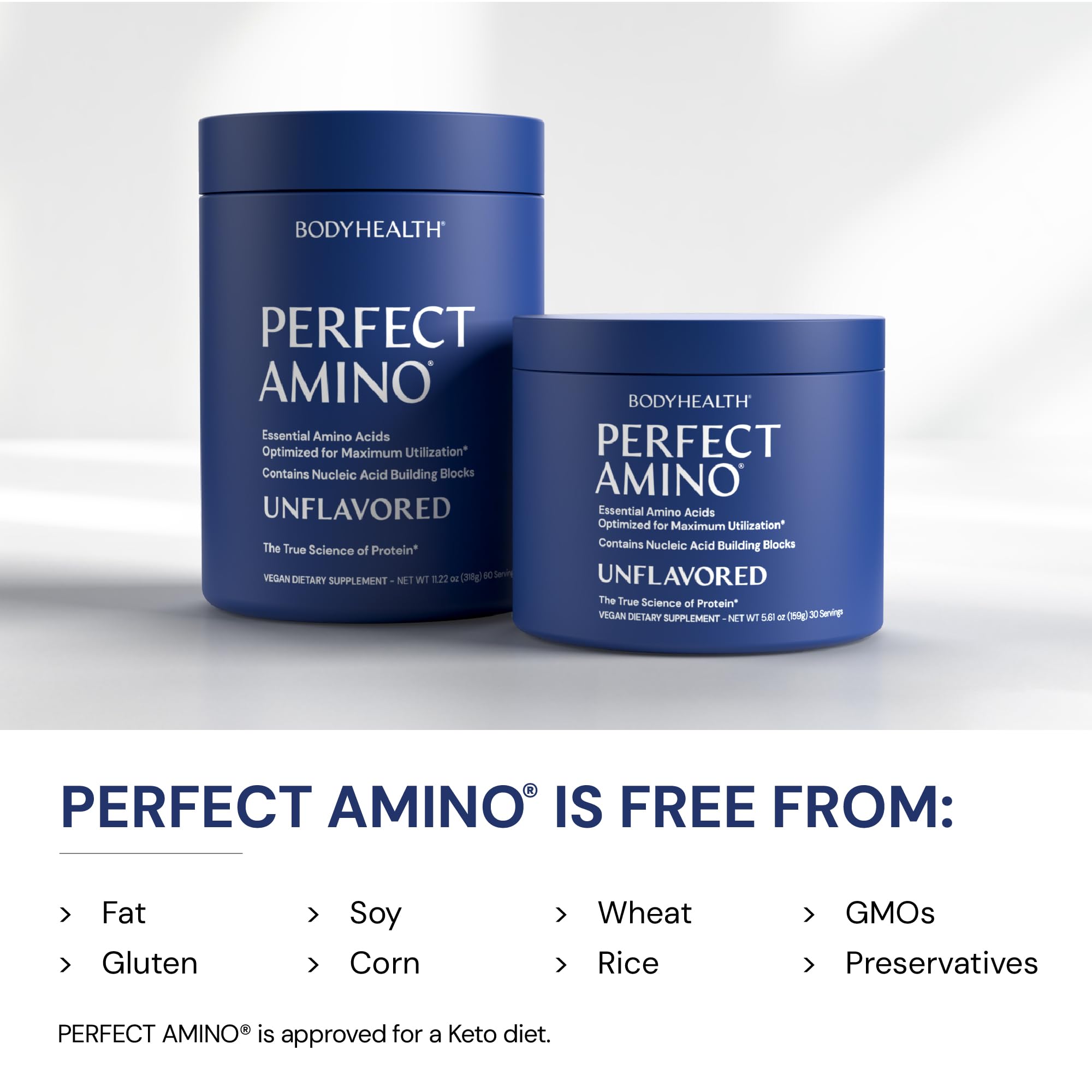 BodyHealth PerfectAmino powder dissolving in water for a refreshing energy lift.