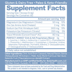 BodyHealth PerfectAmino Electrolytes powder dissolving quickly in water