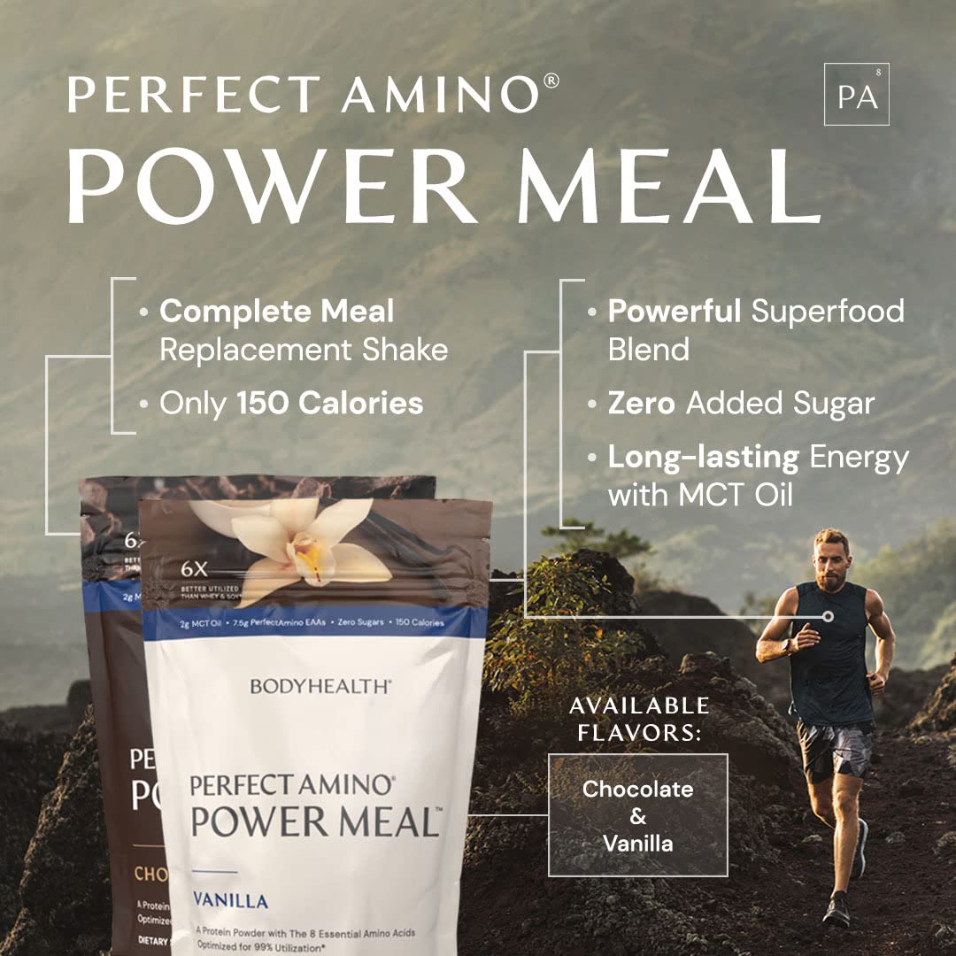 BodyHealth PerfectAmino Power Meal Shake close-up of vegan ingredients
