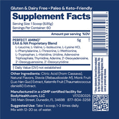 BodyHealth PerfectAmino shaker mix showing easy pre workout use