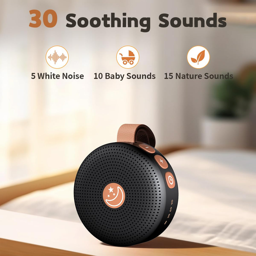 BodyHush mini sound machine black with clip for hands-free use during travel