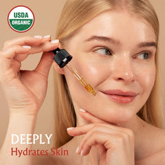 BodyJ4You Rosehip Oil bottle close-up showing purity and quality.