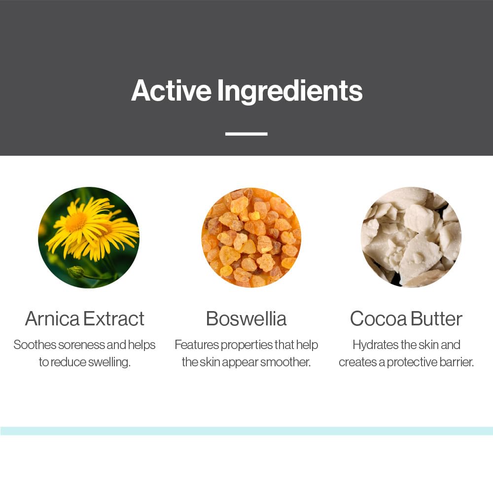 Close-up of Arnica and Jojoba ingredients supports skin hydration.