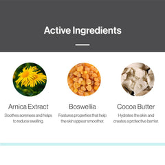 Close-up of Arnica and Jojoba ingredients supports skin hydration.