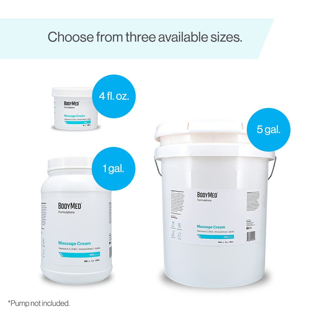 BodyMed Formulations Massage Cream water-dispersible formula for easy laundry cleanup.