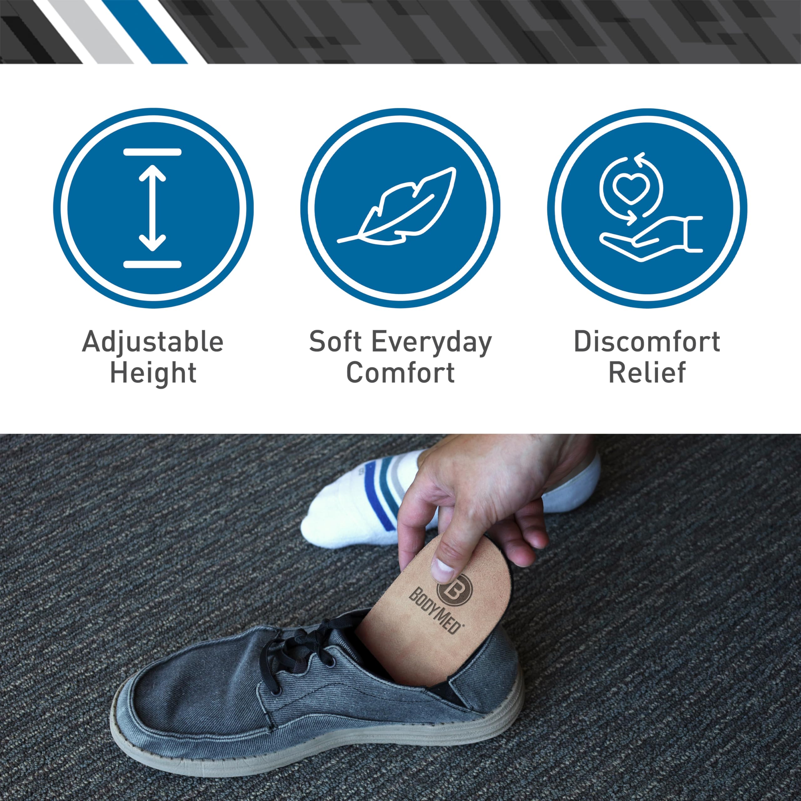 BodyMed removable layers show easy ⅛-inch adjustment.