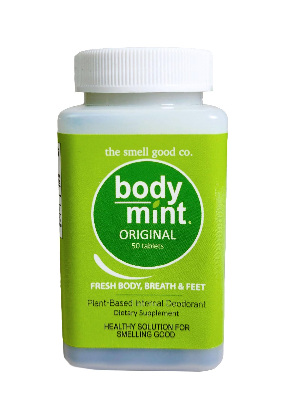 Body Mint Original bottle on desk, aluminum-free internal deodorant.