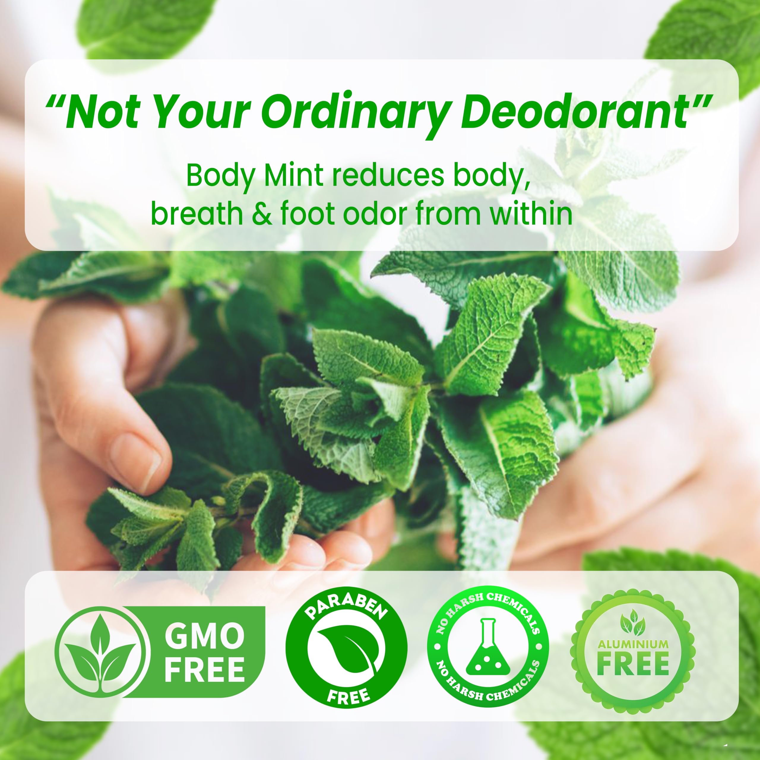 Body Mint Original foot-care moment suggests full-body deodorizing potential.