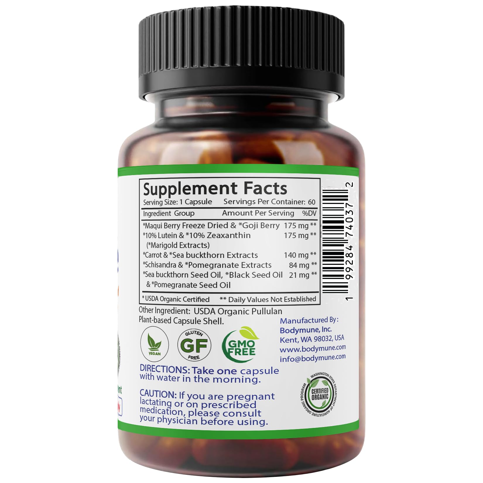 Bodymune Advanced EyeCare organic ingredients mix featuring maqui, goji and sea buckthorn