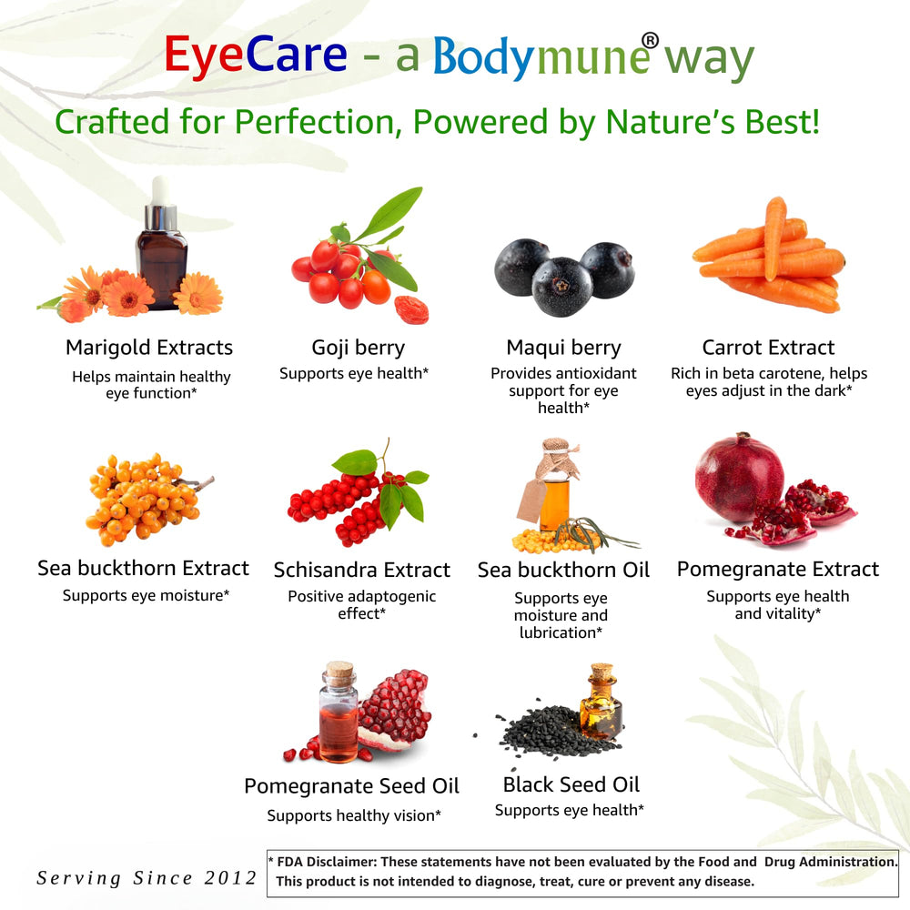 Bodymune Advanced EyeCare sea buckthorn oil drop illustrating nourishing oils