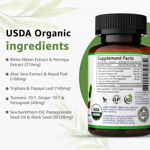 Bodymune Blood Sugar Blend organic certification label signaling purity and trust
