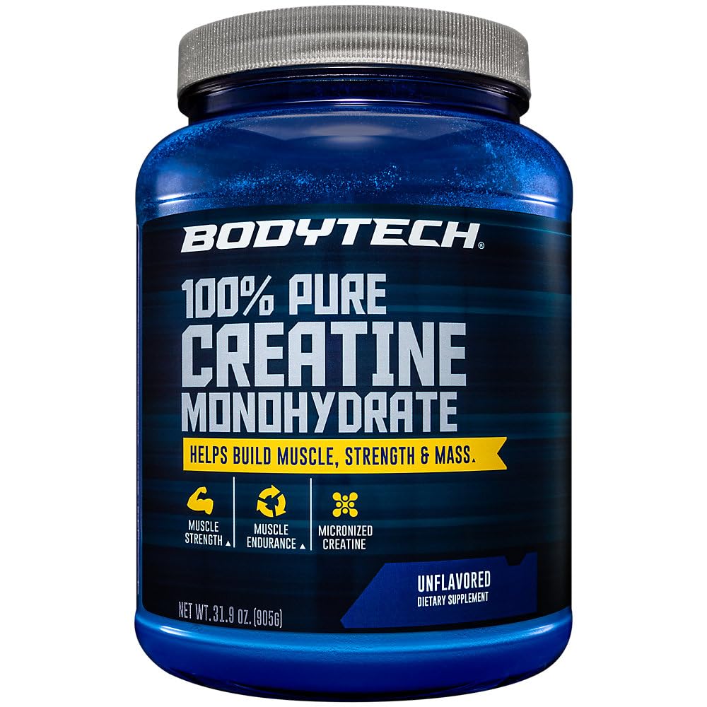 BODYTECH Creatine Monohydrate powder bottle ready for daily strength training.