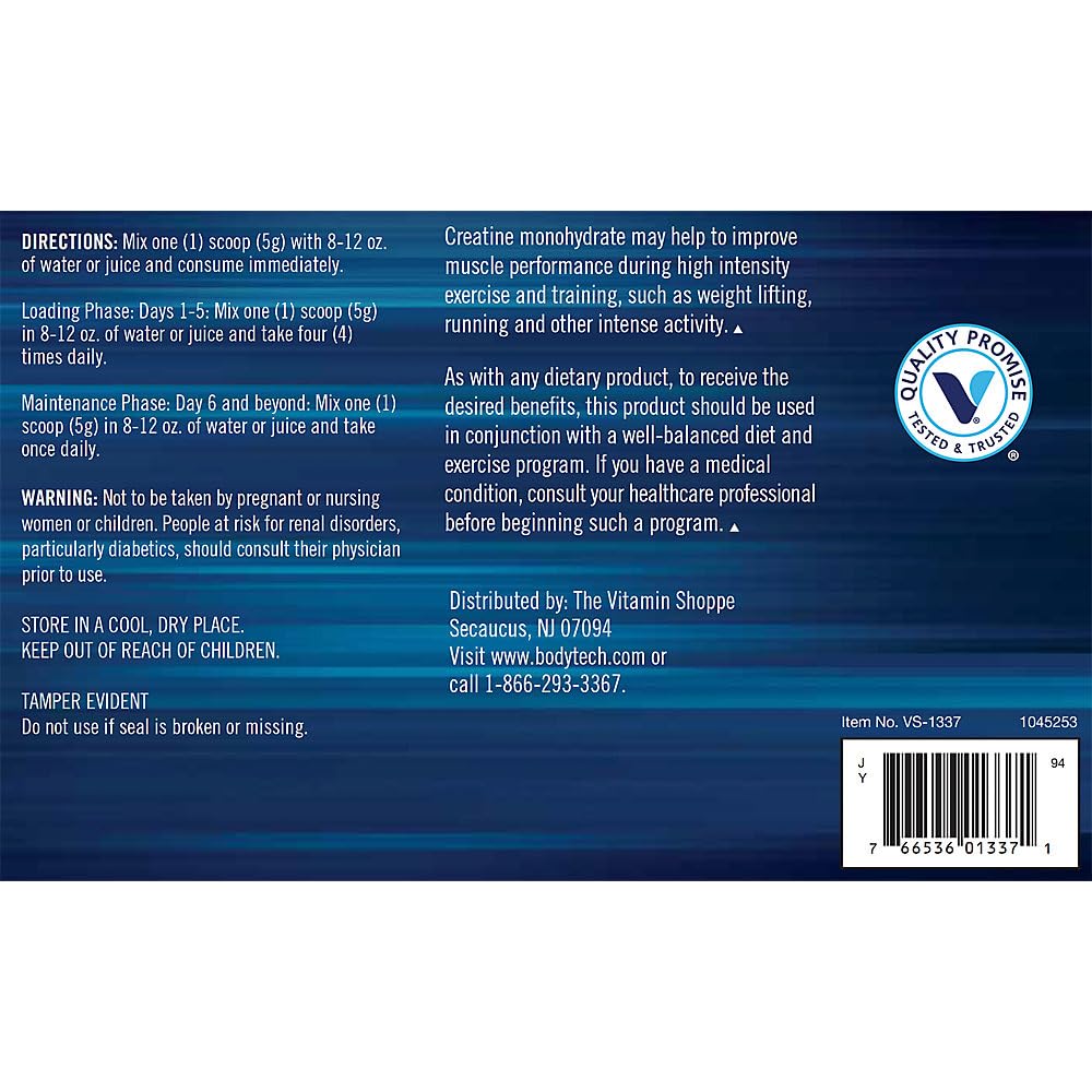 BODYTECH Creatine Monohydrate powder mixes easily into beverages for daily convenience.