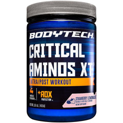 BodyTech Critical Aminos XT bottle front view for intra and post-workout support