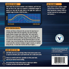 BodyTech whey protein isolate vanilla label highlights high protein, low carb formula