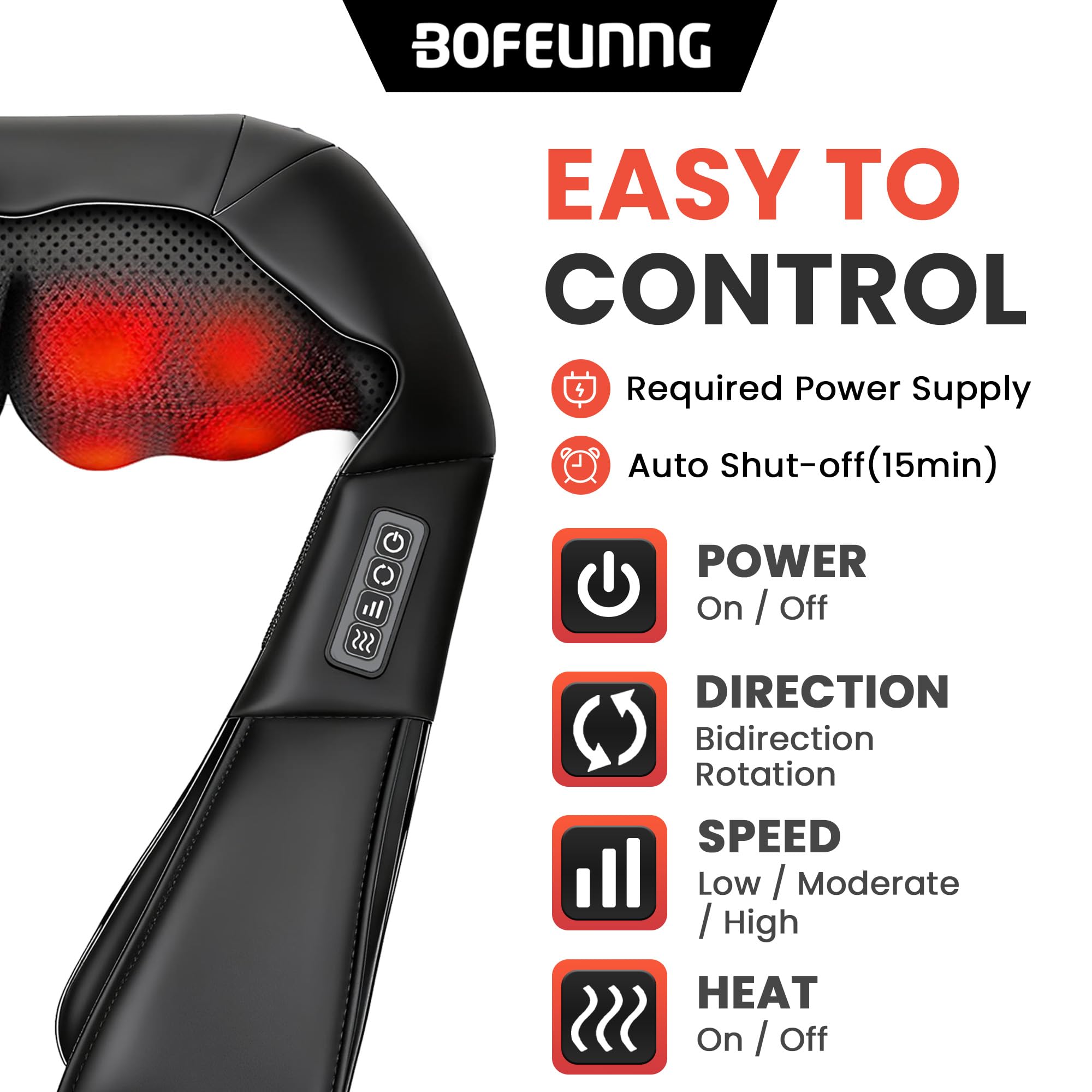 BOFEUNNG car adapter enables massages on the go.
