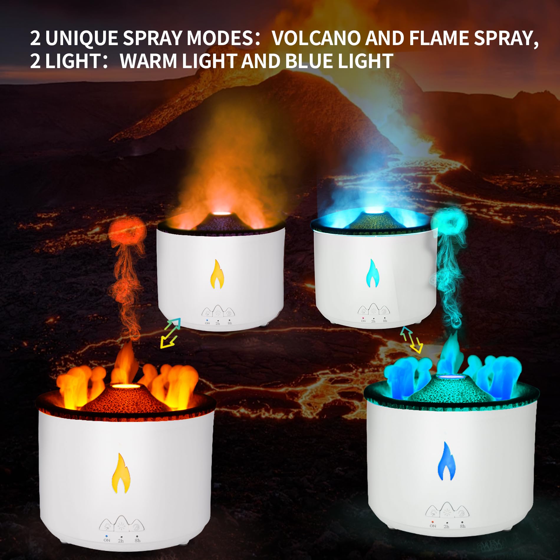 BOHOFAM flame mode diffuser releasing a warm mist for cozy evenings.