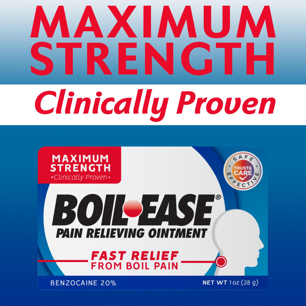 Boil Ease texture close-up shows smooth, spreadable ointment.