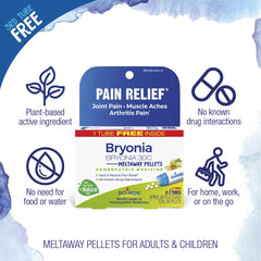 Bryonia 30C pellets dissolving under tongue for quick dosing.