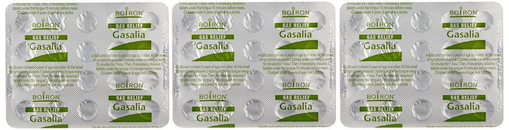 Boiron Gasalia travel pack resting on a bag for on-the-go comfort.