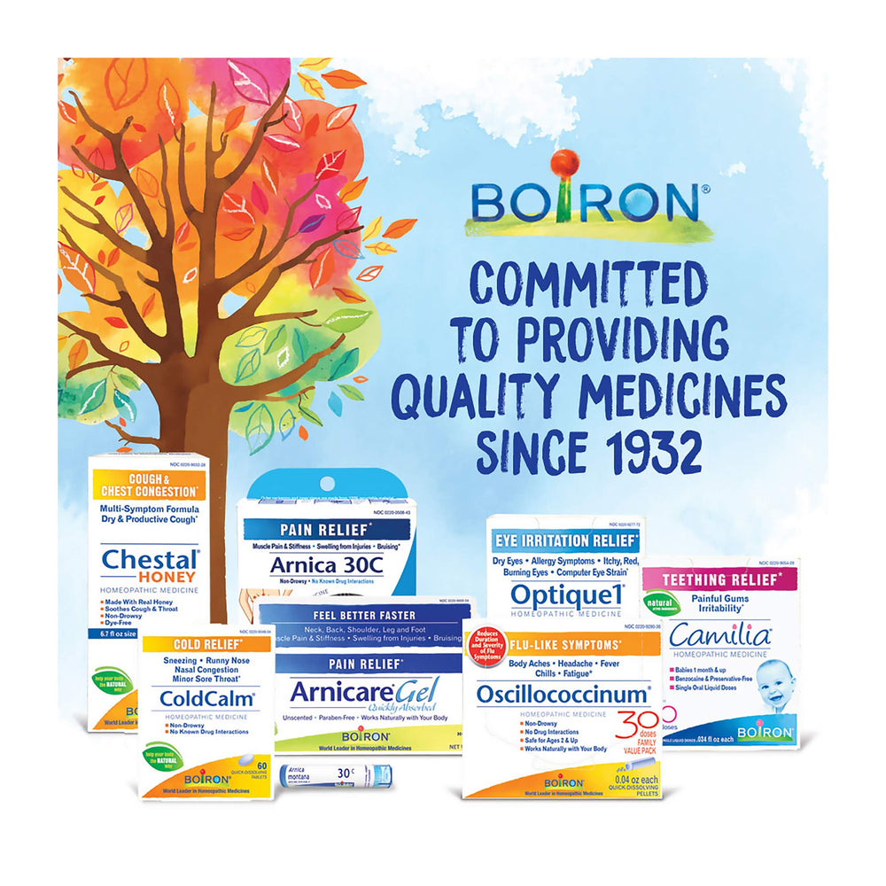 Boiron logo and tube design representing trusted homeopathic care.
