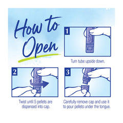 Close-up of Boiron Hepar Sulphuris Calcareum 200CK pellets, tiny and quick-dissolving.