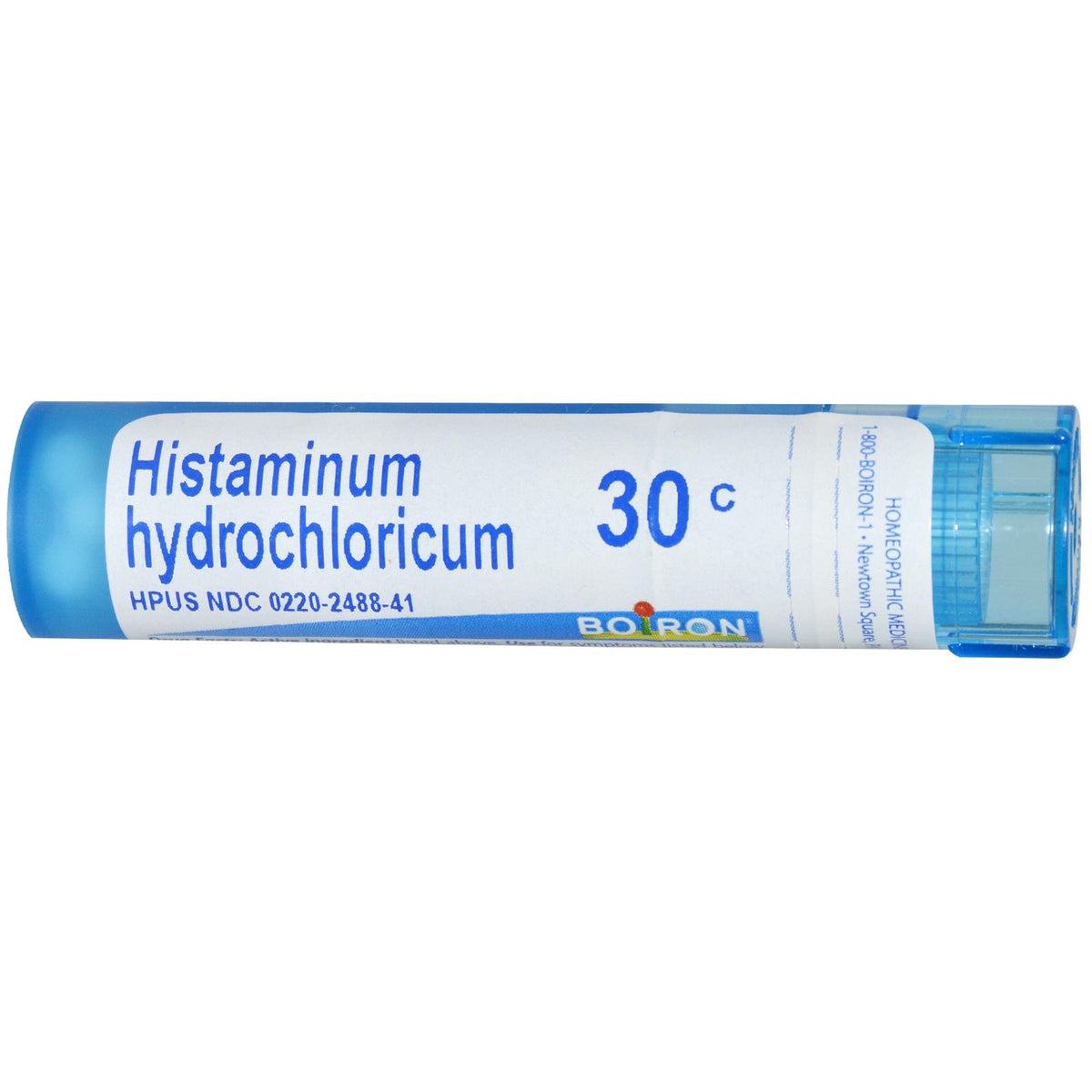 Boiron Histaminum Hydrochloricum pellets on blister card for quick allergy support.