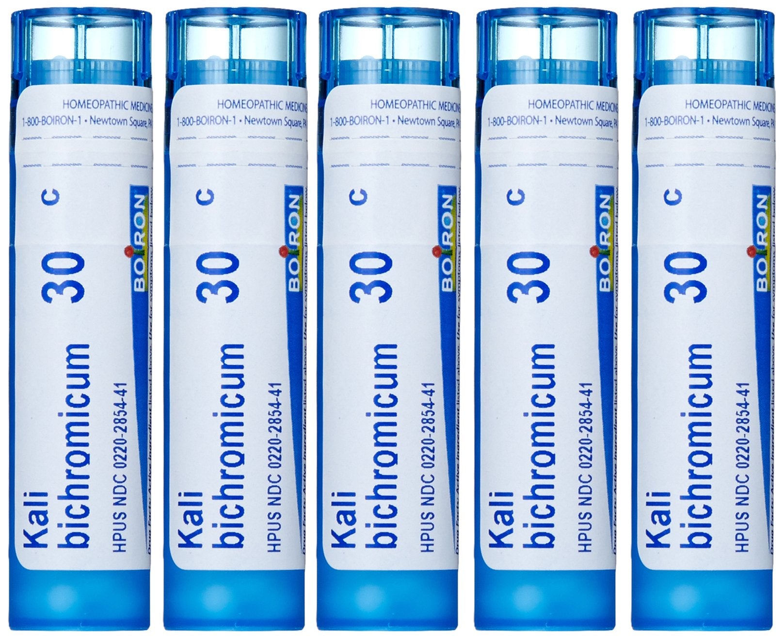 Boiron Kali Bichromicum 30C pellets in bottle for cold relief.