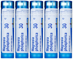 Boiron Magnesia Phosphorica 30C pack of 5 bottle labeled for abdominal discomfort relief.
