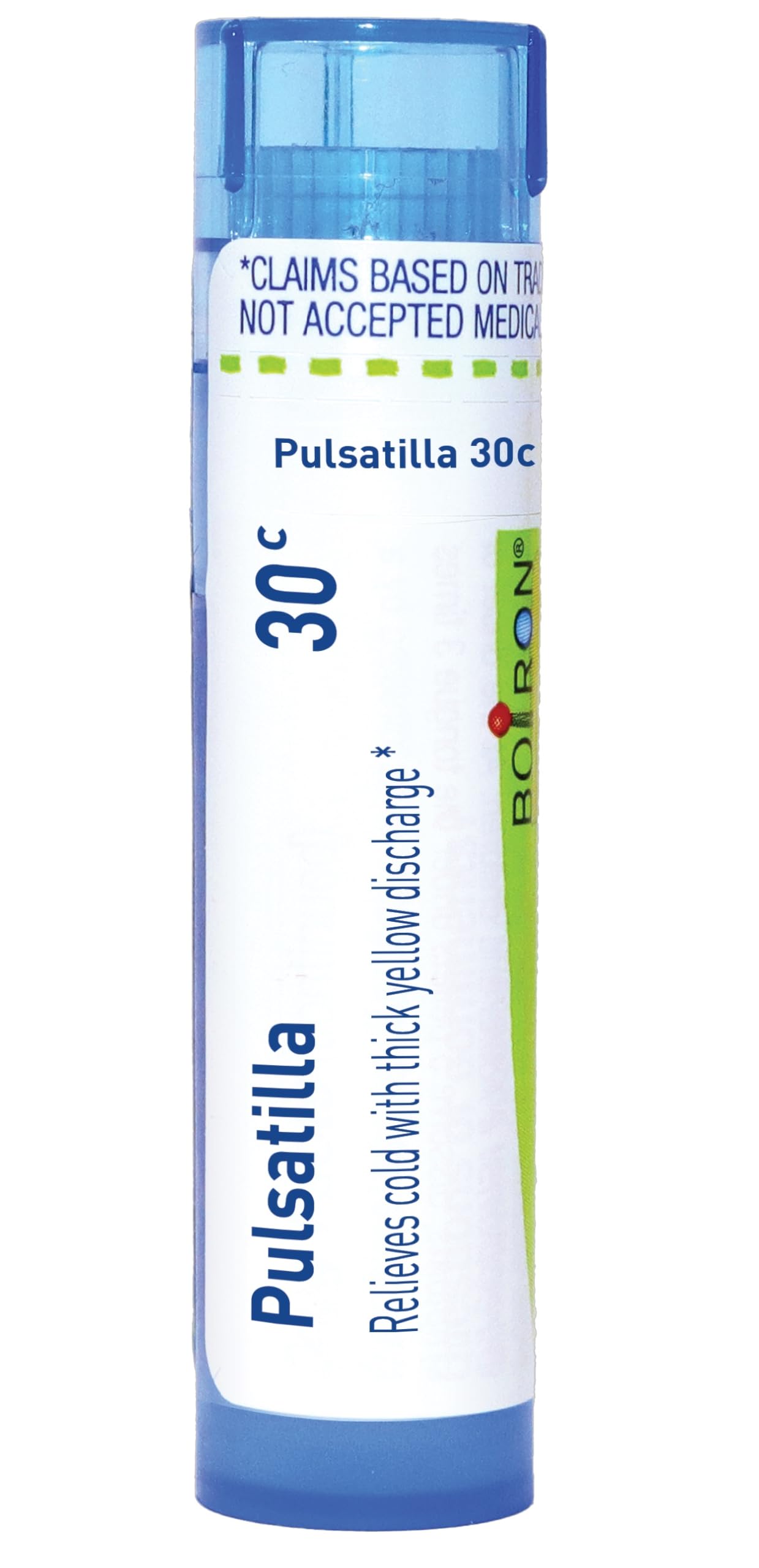Boiron Pulsatilla 30C pellets in bottle ready for on-the-go use.