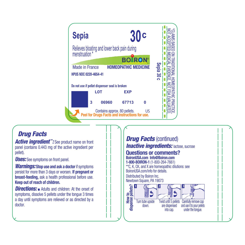 Boiron Sepia 30CH, toma con altos estándares cGMP y HPUS.