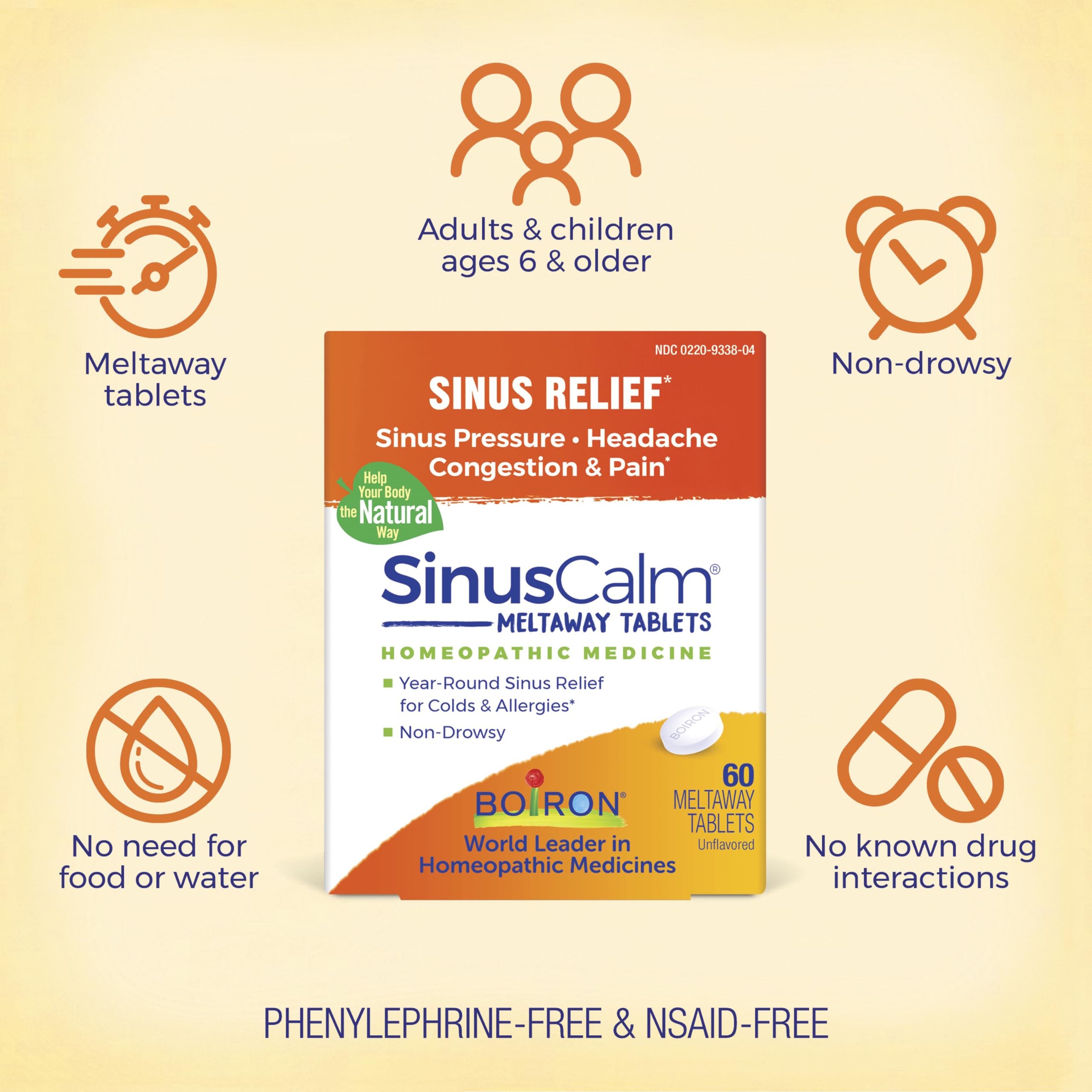 Boiron SinusCalm pellets in a multidose tube for on-the-go relief