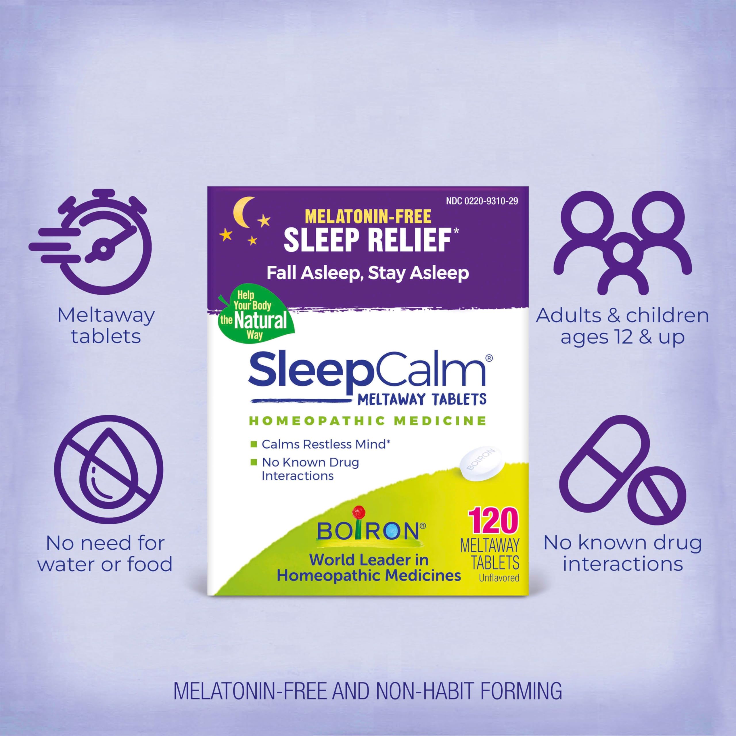 SleepCalm blister pack shows convenient daily doses for travel or home.