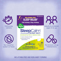 Plant-based active ingredients label on Boiron SleepCalm product