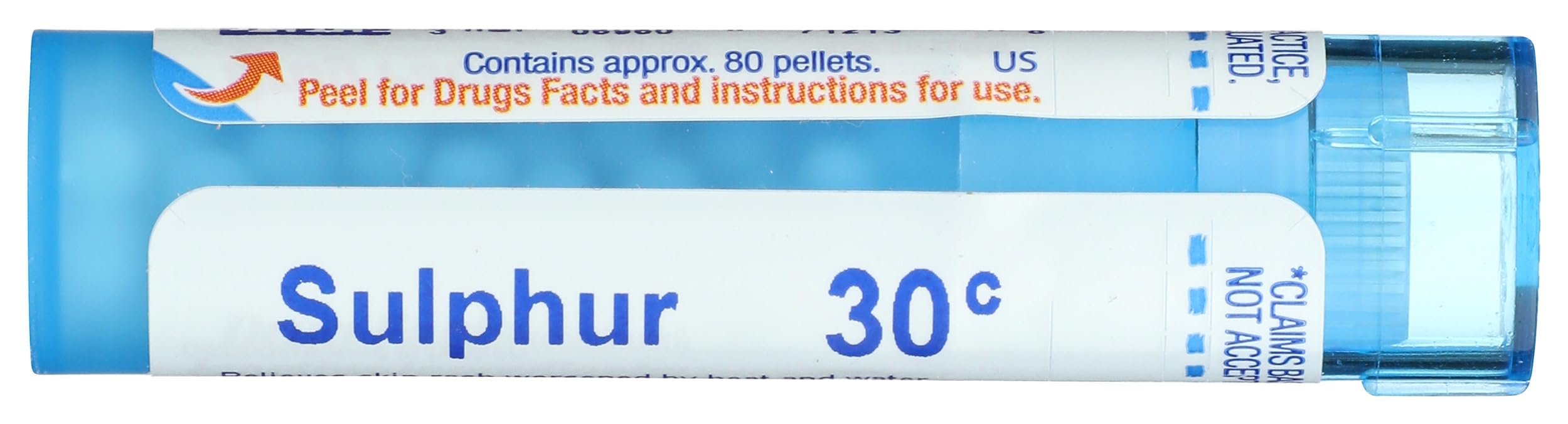 On-shelf display featuring Boiron Sulphur 30C as a staple remedy