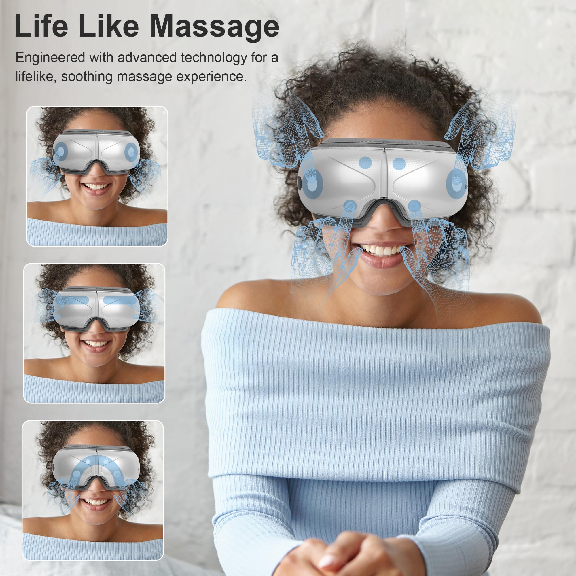 BOKOR eye massager memory function saves preferred settings for quick setup.
