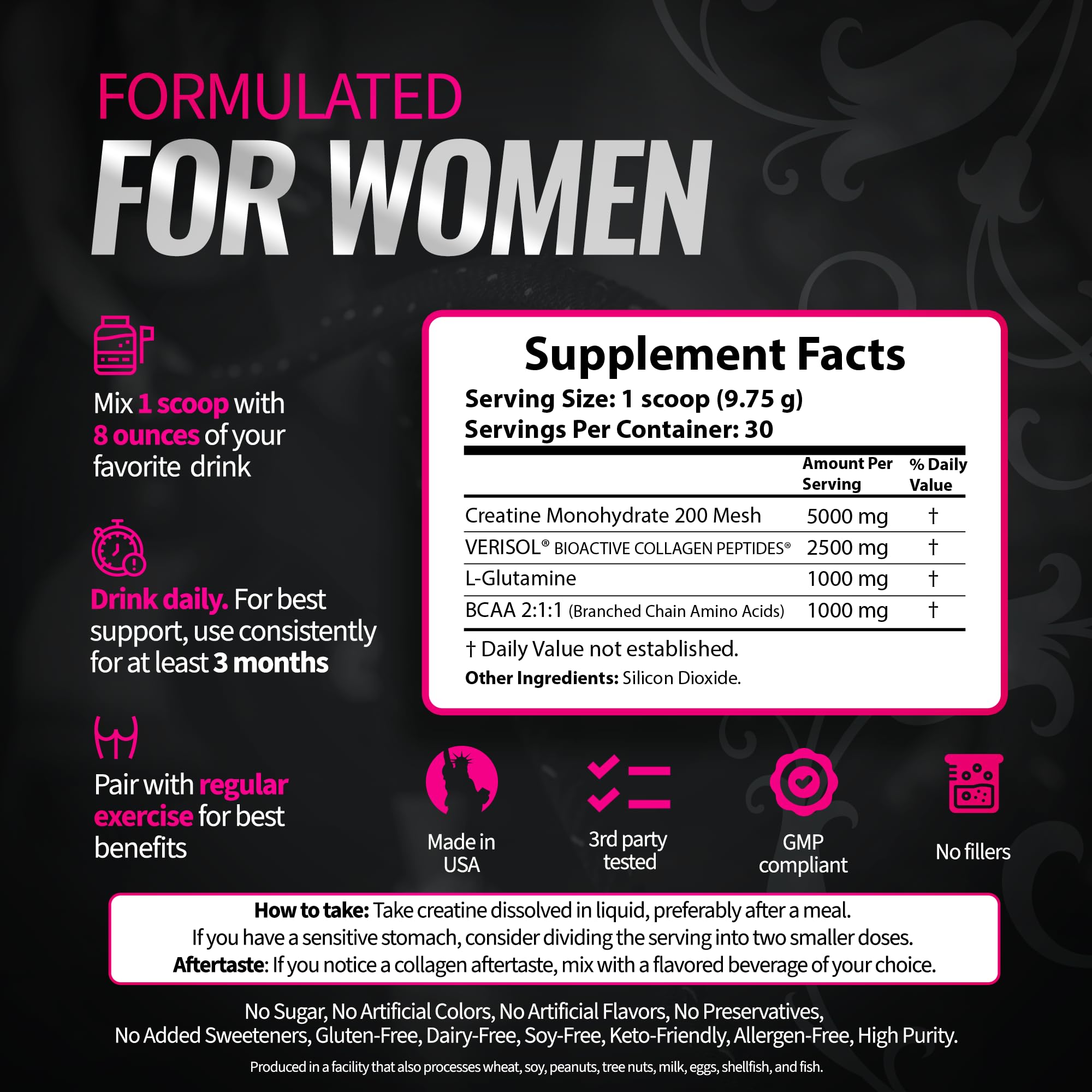 Premium Bold Buns Creatine for Women packaging front view