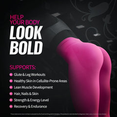 Closeup of Bold Buns Creatine for Women powder texture dissolving easily